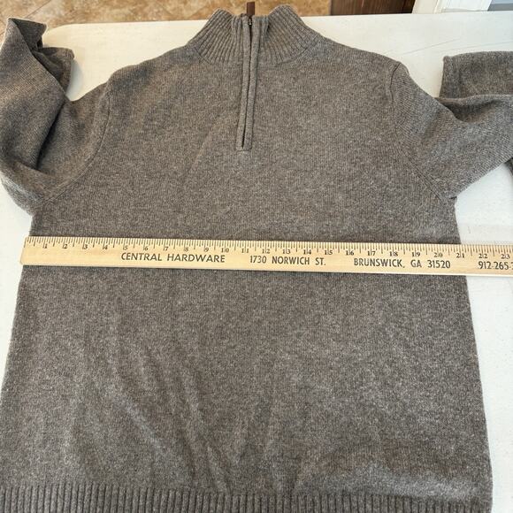 J. Crew Lambswool Quarter-Zip Sweater Sz M Brown Mock Neck Preppy Academia - Picture 5 of 8